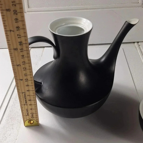 Espana Noche Block Bidasoa Spain Tea/Coffee Pot Creamer & Sugar Bowl Black Matte - Picture 4 of 14